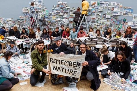 LONDON, ENGLAND - NOVEMBER 04: Students from Central Saint Martins respond to Gustav Metzger's worldwide call for a Day of Action to Remember Nature at Central St Martins on November 4, 2015 in London, England. (Photo by Tristan Fewings/Getty Images for Serpentine Galleries) *** Local Caption *** Gustav Metzger